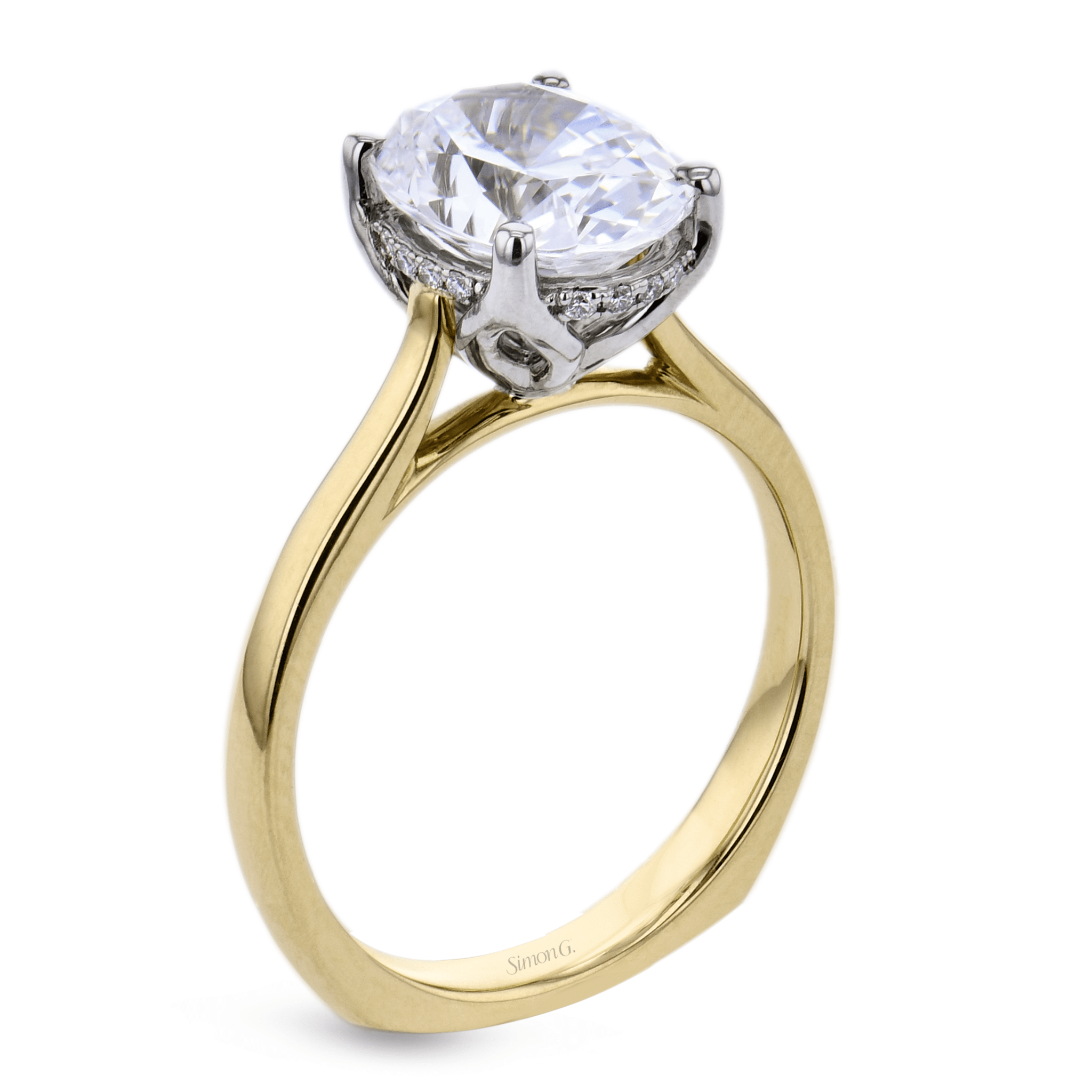 Oval-cut Diamond Tulip Engagement Ring in 18k Gold - Simon G. Jewelry