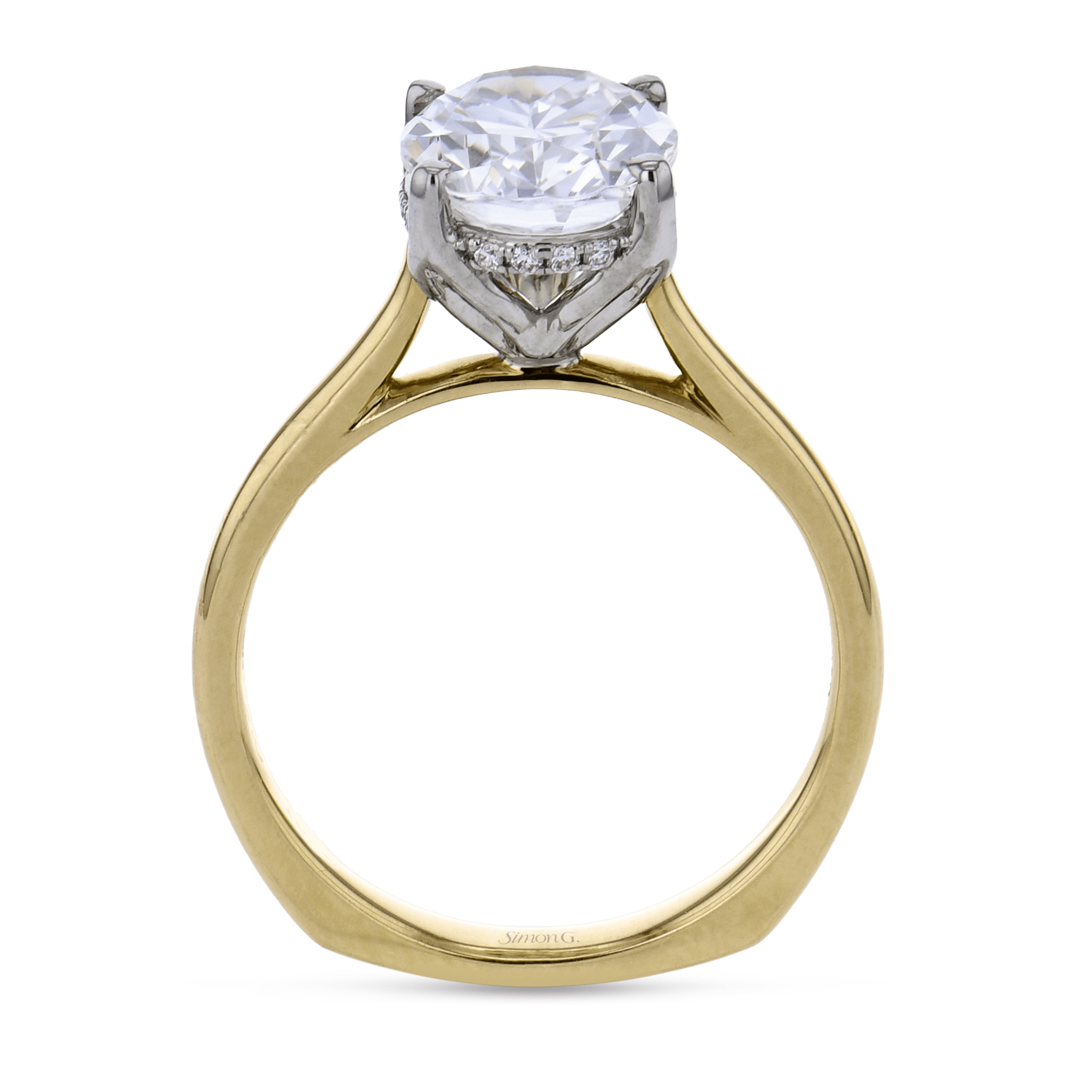 Oval-cut Diamond Tulip Engagement Ring in 18k Gold - Simon G. Jewelry