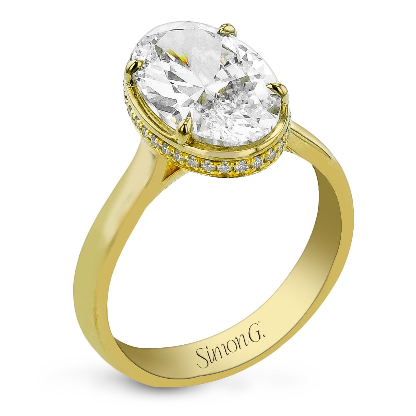 Oval - cut Engagement Ring in 18k Gold with Diamonds - Simon G. Jewelry