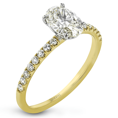 Oval - cut Engagement Ring & Matching Wedding Band in 18k Gold with Diamonds - Simon G. Jewelry