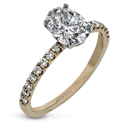 Oval - cut Engagement Ring & Matching Wedding Band in 18k Gold with Diamonds - Simon G. Jewelry