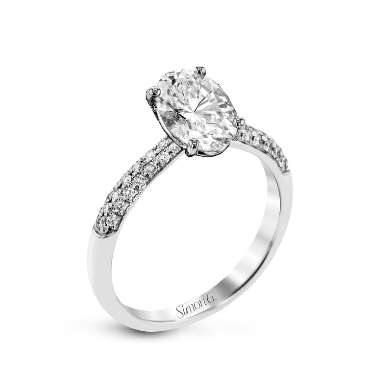 Oval - cut Engagement Ring & Matching Wedding Band in 18k Gold with Diamonds - Simon G. Jewelry