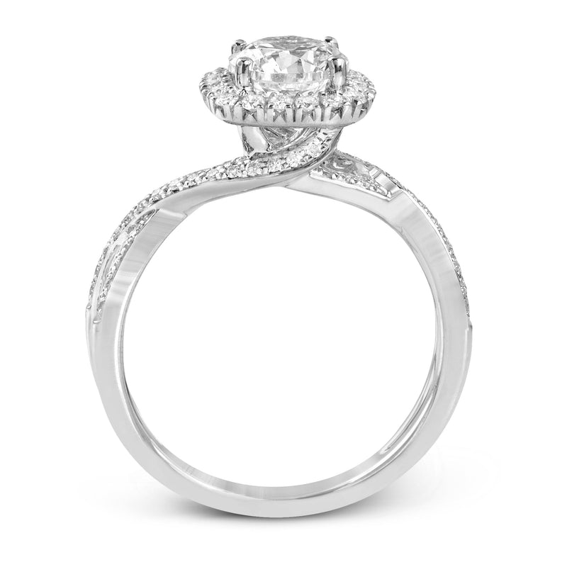 Oval - Cut Halo Criss - Cross Engagement Ring In 18k Gold With Diamonds - Simon G. Jewelry