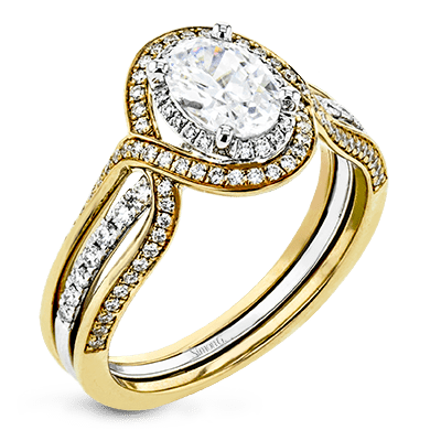 Oval - cut Halo Engagement Ring in 18k Gold with Diamonds - Simon G. Jewelry