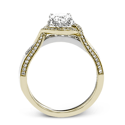 Oval - cut Halo Engagement Ring in 18k Gold with Diamonds - Simon G. Jewelry