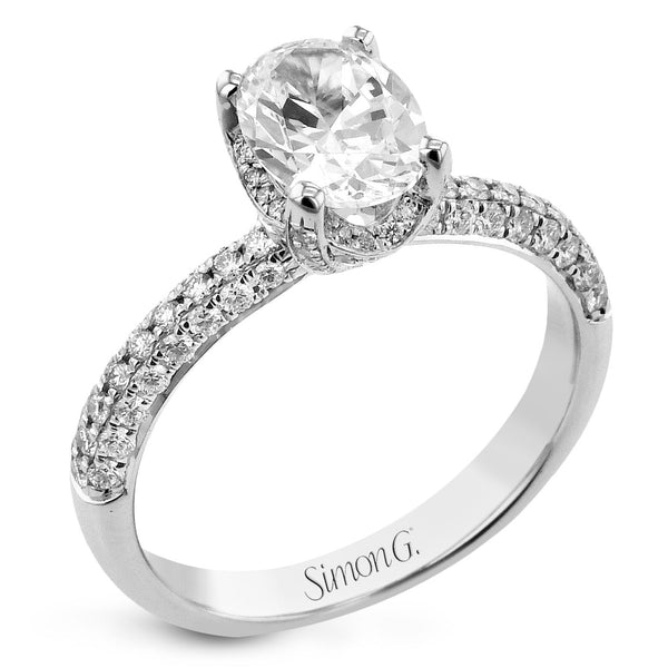 Oval - Cut Halo Engagement Ring In 18k Gold With Diamonds - Simon G. Jewelry