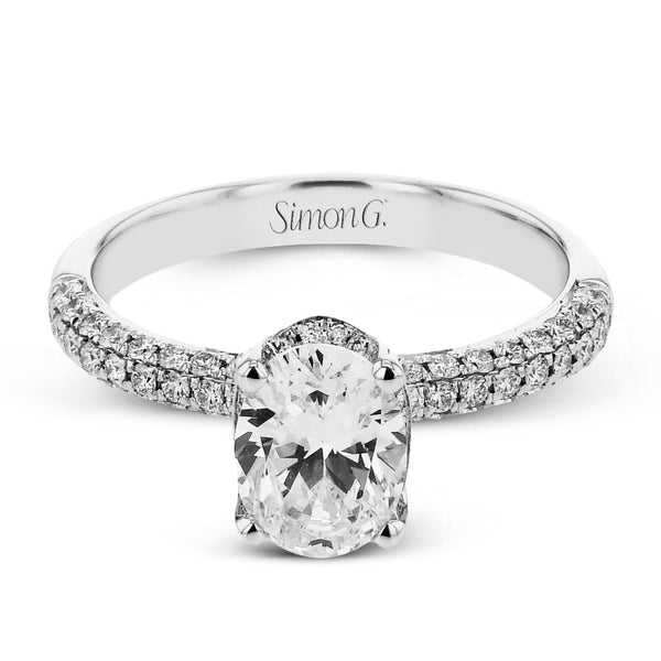 Oval - Cut Halo Engagement Ring In 18k Gold With Diamonds - Simon G. Jewelry