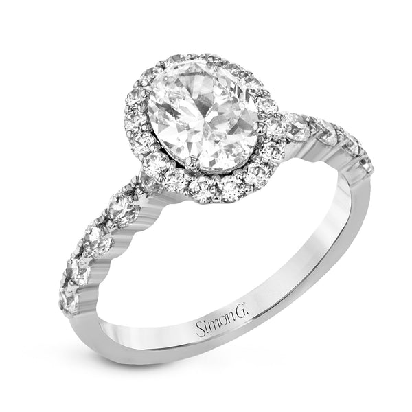 Oval - Cut Halo Engagement Ring In 18k Gold With Diamonds - Simon G. Jewelry