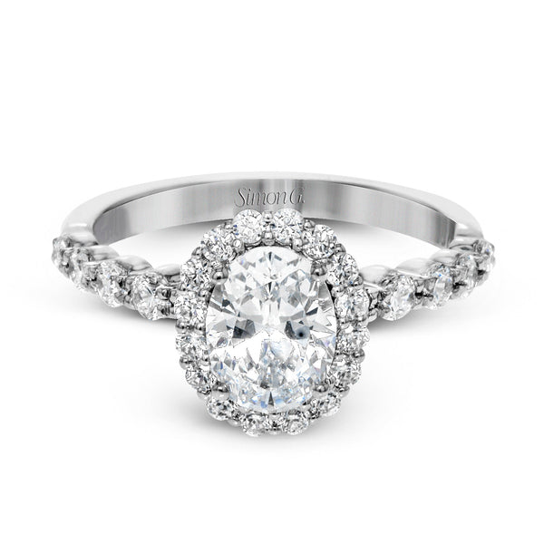 Oval - Cut Halo Engagement Ring In 18k Gold With Diamonds - Simon G. Jewelry