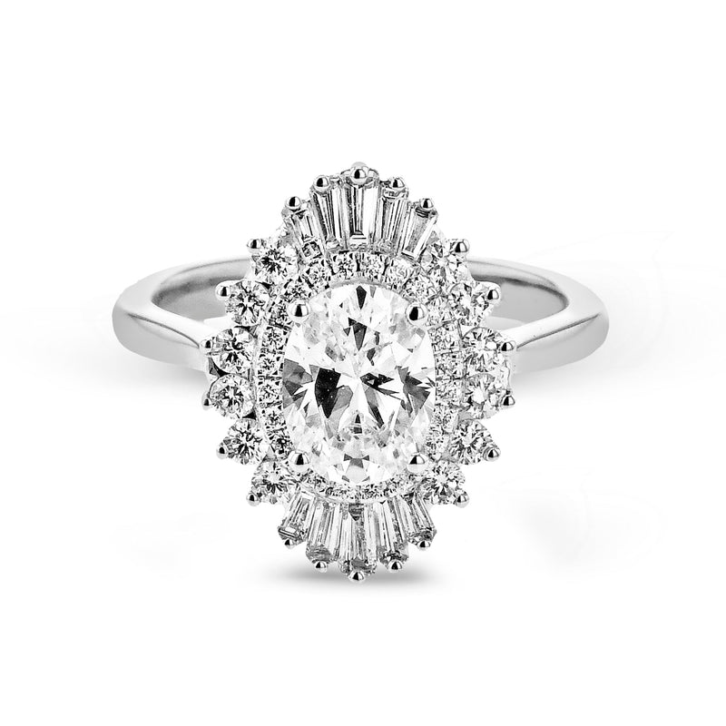 Oval - Cut Halo Engagement Ring In 18k Gold With Diamonds - Simon G. Jewelry