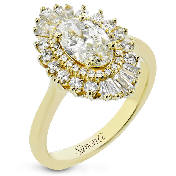 Oval - Cut Halo Engagement Ring In 18k Gold With Diamonds - Simon G. Jewelry