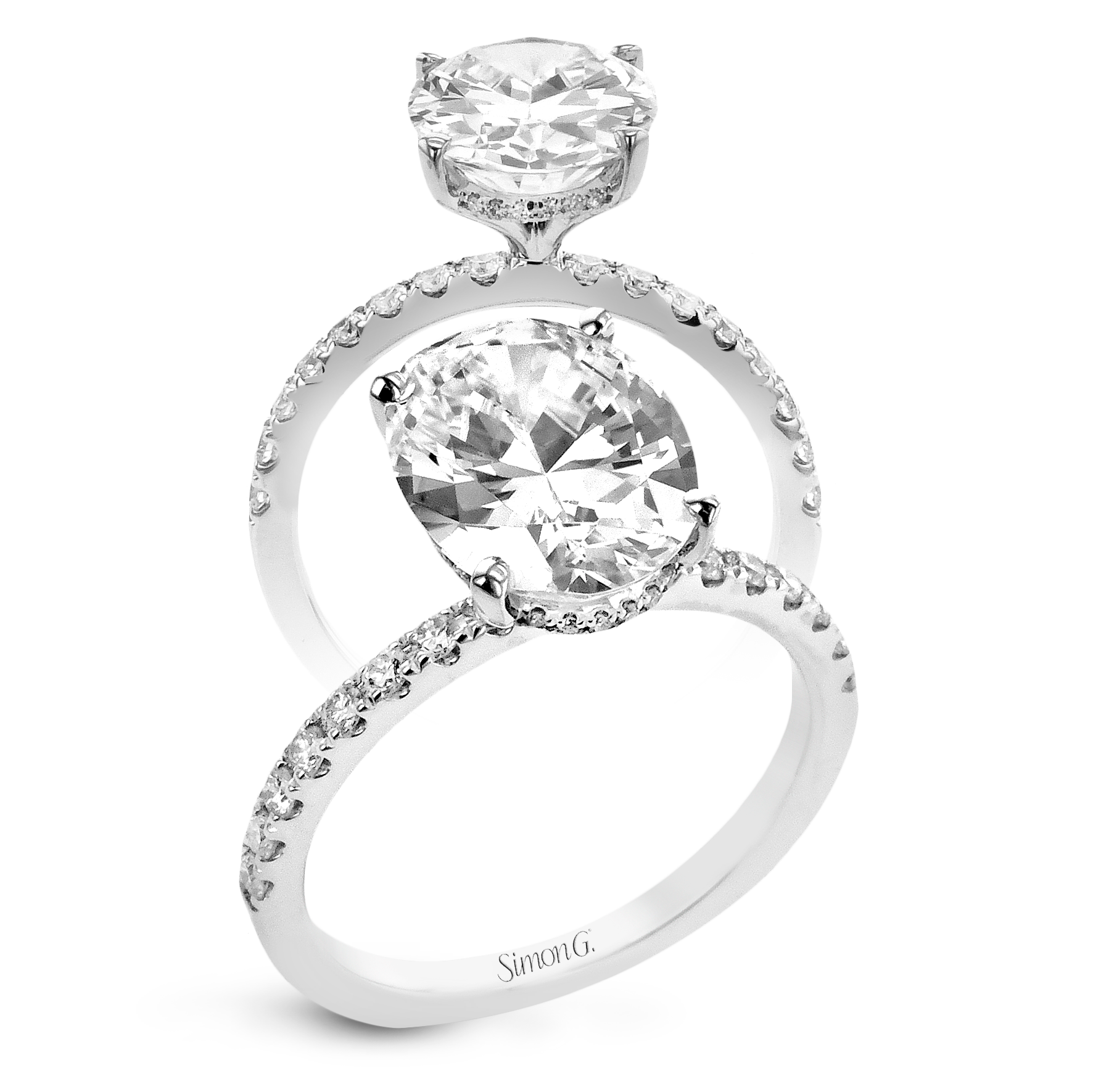 Oval - cut Hidden Halo Engagement Ring in 18k Gold with Diamonds - Simon G. Jewelry