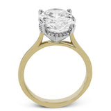 Oval - cut Hidden Halo Engagement Ring in 18k Gold with Diamonds - Simon G. Jewelry