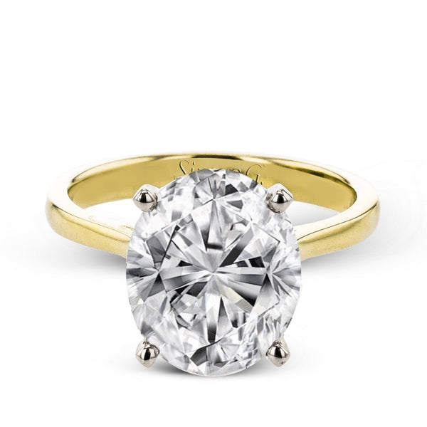 Oval - cut Hidden Halo Engagement Ring in 18k Gold with Diamonds - Simon G. Jewelry