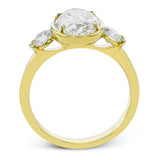 Oval - Cut Three - Stone Bezel Prong Engagement Ring in 18k Gold - Simon G. Jewelry