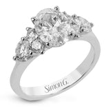 Oval - Cut Three - Stone Engagement Ring In 18k Gold With Diamonds - Simon G. Jewelry