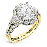 Oval - Cut Three - stone Halo Engagement Ring In 18k Gold With Diamonds - Simon G. Jewelry