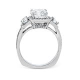 Oval - Cut Three - Stone Halo Engagement Ring In 18k Gold With Diamonds - Simon G. Jewelry