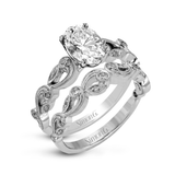 Oval - cut Trellis Engagement Ring & Matching Wedding Band in 18k Gold with Diamonds - Simon G. Jewelry