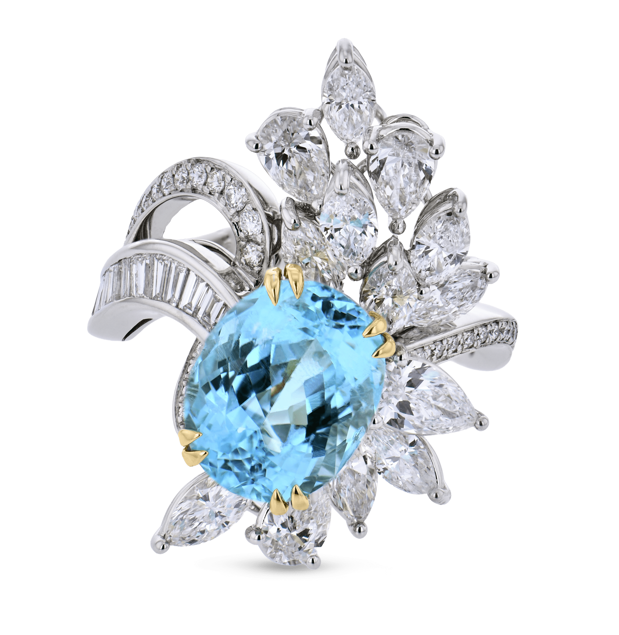 Paraiba & Diamond Flourish Ring In 18k Gold - Simon G. Jewelry