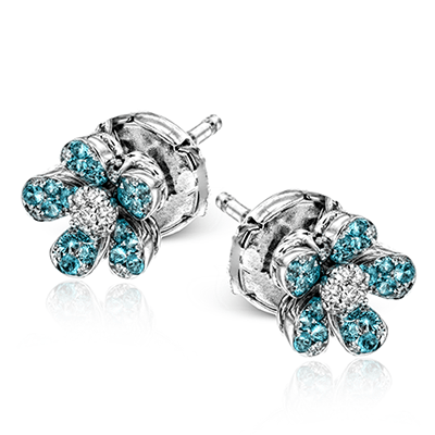 Paraiba Stud Earrings in 18k Gold with Diamonds - Simon G. Jewelry