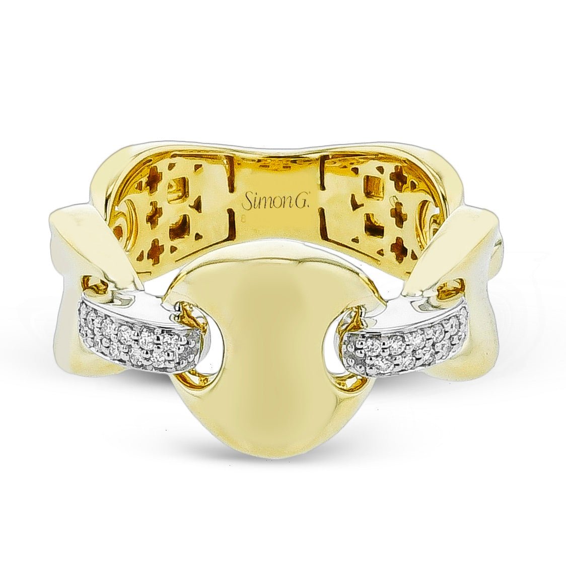 Pavé Link Ring in 18k Gold with Diamonds - Simon G. Jewelry
