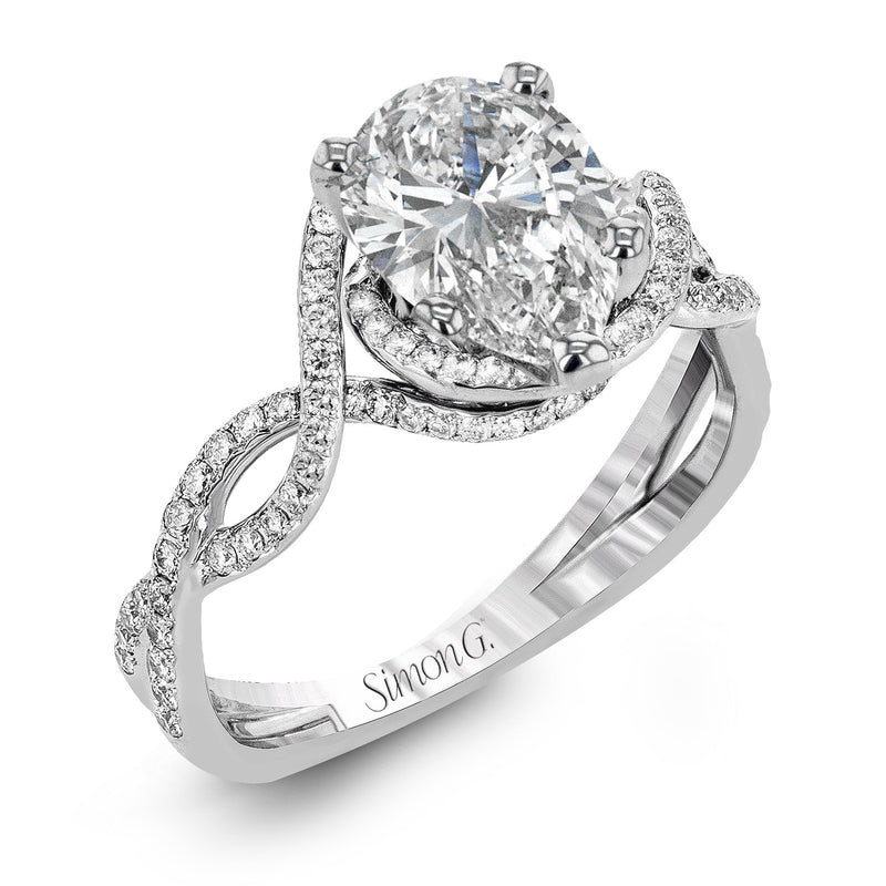 Pear - Cut Criss - Cross Engagement Ring In 18k Gold With Diamonds - Simon G. Jewelry