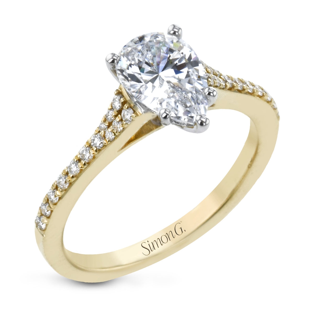 slim fit dress slacks Round-Cut Engagement Ring in 18K Gold with Diamonds