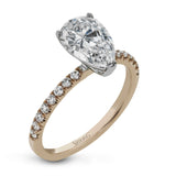 Pear - cut Engagement Ring & Matching Wedding Band in 18k Gold with Diamonds - Simon G. Jewelry