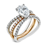 Pear - cut Engagement Ring & Matching Wedding Band in 18k Gold with Diamonds - Simon G. Jewelry