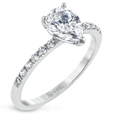 Pear - cut Engagement Ring & Matching Wedding Band in 18k Gold with Diamonds - Simon G. Jewelry