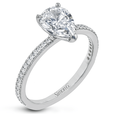 Pear - cut Engagement Ring & Matching Wedding Band in 18k Gold with Diamonds - Simon G. Jewelry