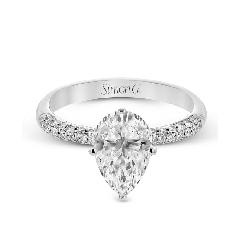 Pear - cut Engagement Ring & Matching Wedding Band in 18k Gold with Diamonds - Simon G. Jewelry
