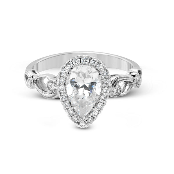 Pear - Cut Halo Engagement Ring In 18k Gold With Diamonds - Simon G. Jewelry