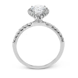 Pear - cut Halo Engagement Ring & Matching Wedding Band in 18K Gold with Diamonds - Simon G. Jewelry