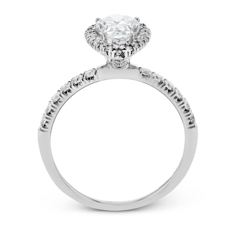 Pear - cut Halo Engagement Ring & Matching Wedding Band in 18K Gold with Diamonds - Simon G. Jewelry