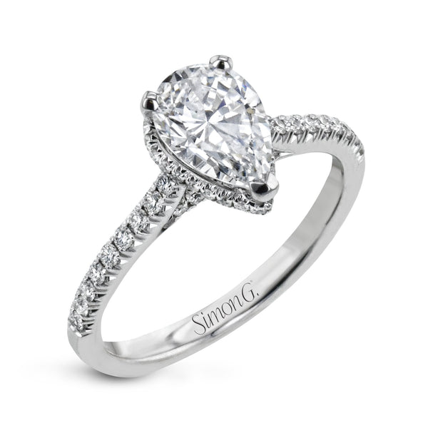 Pear - Cut Hidden Halo Engagement Ring In 18k Gold With Diamonds - Simon G. Jewelry