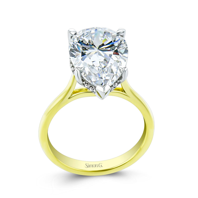 Pear - cut Hidden Halo Engagement Ring in 18k Gold with Diamonds - Simon G. Jewelry