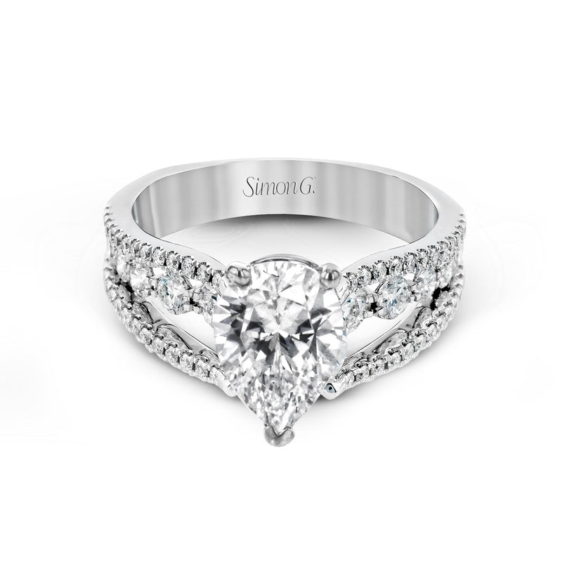 Pear - Cut Split - Shank Engagement Ring In 18k Gold With Diamonds - Simon G. Jewelry