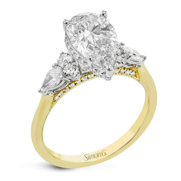 Pear - Cut Three - Stone Engagement Ring In 18k Gold With Diamonds - Simon G. Jewelry