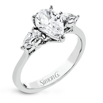 Pear - cut Three - stone Engagement Ring in 18k Gold with Diamonds - Simon G. Jewelry