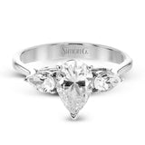 Pear - cut Three - stone Engagement Ring in 18k Gold with Diamonds - Simon G. Jewelry