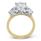 Pear - cut Three - stone Engagement Ring in 18k Gold with Diamonds - Simon G. Jewelry