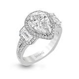 Pear - Cut Three - Stone Halo Engagement Ring In 18k Gold With Diamonds - Simon G. Jewelry