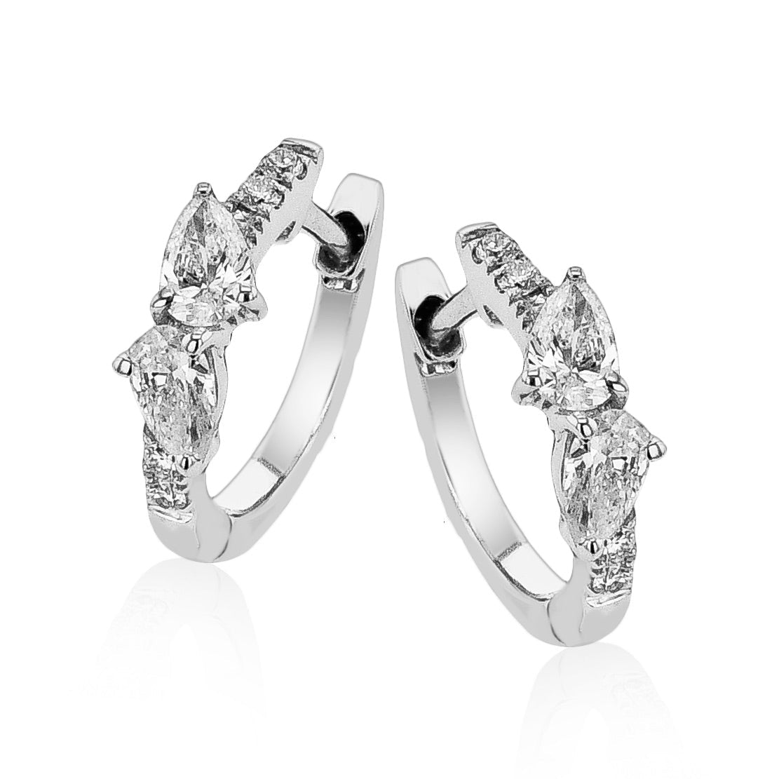 Pear - shaped Hoop Earrings in 18k Gold with Diamonds - Simon G. Jewelry