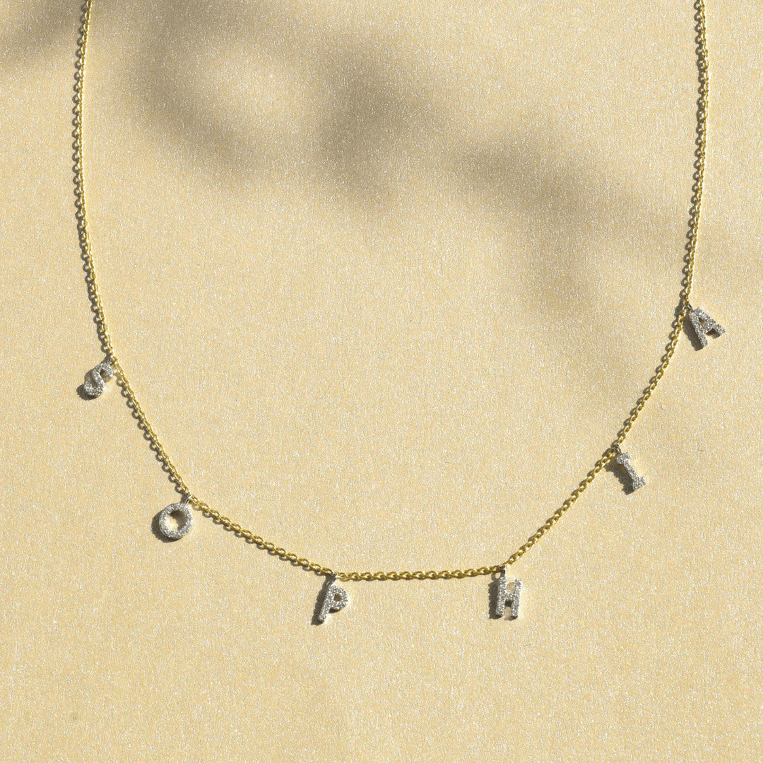 Personalized Initial Necklace in 18K Gold with Diamonds