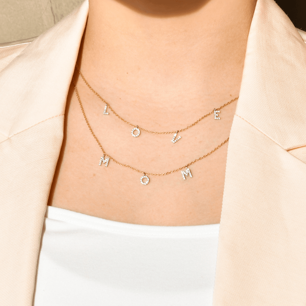 Personalized Initial Necklace in 18k Gold with Diamonds Simon G. Jewelry