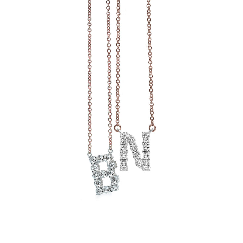 Personalized Initial Pendant Necklace in 18k Gold with Diamonds - Simon G. Jewelry