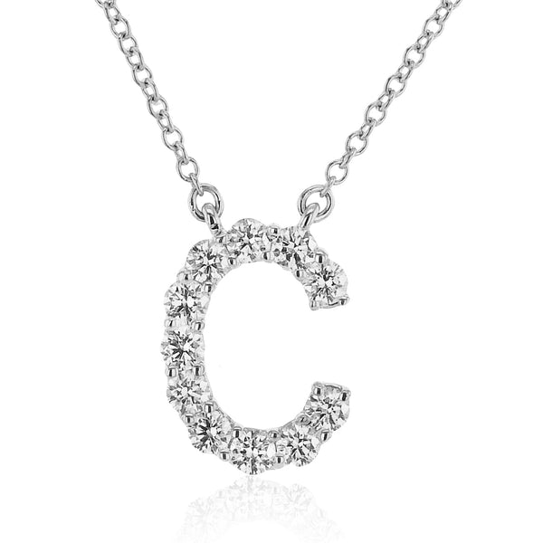 Personalized Initial Pendant Necklace in 18k Gold with Diamonds - Simon G. Jewelry