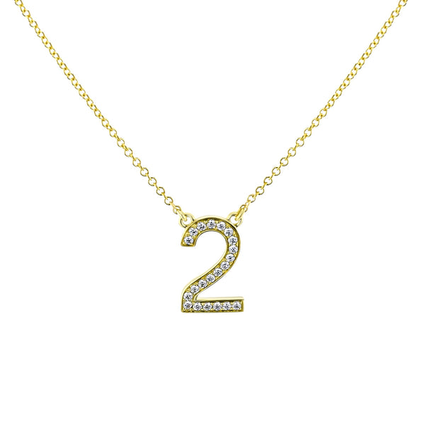 Personalized Number Pendant Necklace in 18k Gold with Diamonds - Simon G. Jewelry